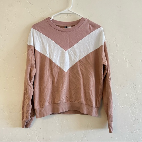 Divided Tops - Divided Pink & Cream Color Block Sweatshirt Medium
